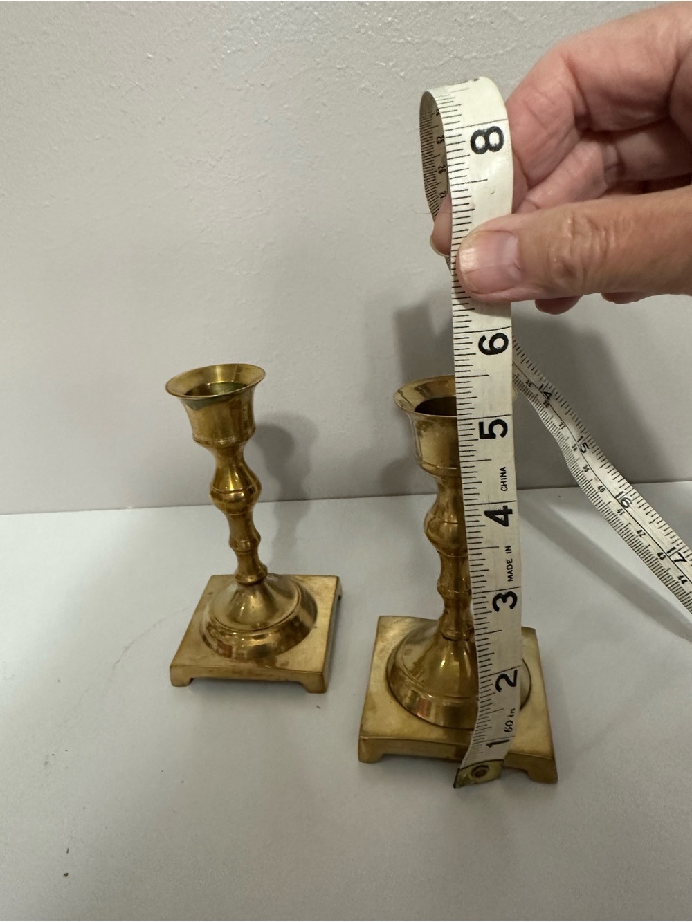 Brass Candlestick Holders Pair - Gold Finish